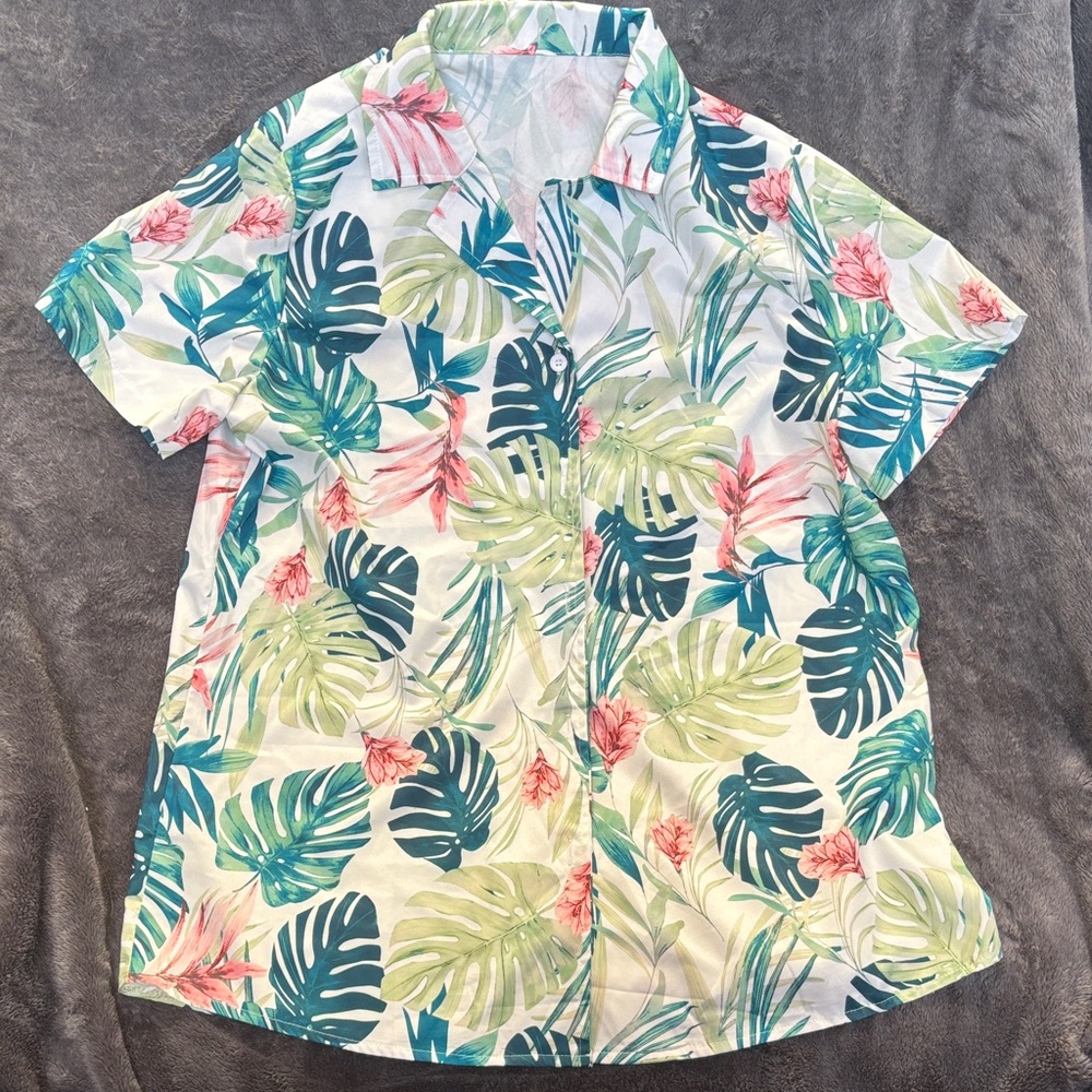 Tropical Floral Button Down Shirt